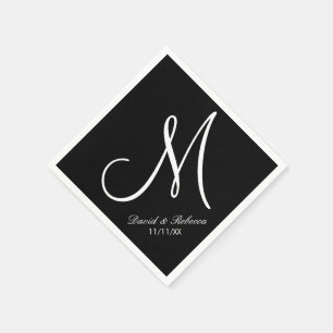 Elegant black and white Monogram Napkin
