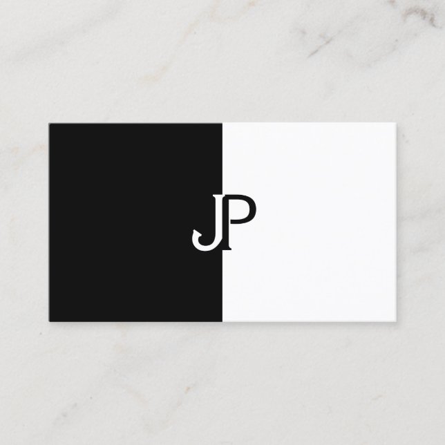 Elegant Black And White Monogram Template Modern Business Card (Front)