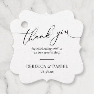 Elegant Black and White Monogram Thank You Favour  Tags
