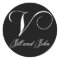Elegant Black and White Monogram V Names Stickers