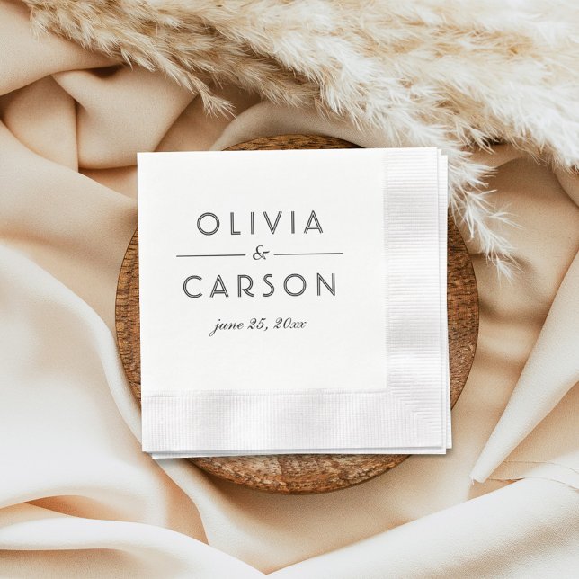 Elegant Black and White Monogram Wedding Napkin (Creator Uploaded)
