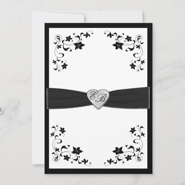 Elegant Black and White Monogrammed Invitation (Front)