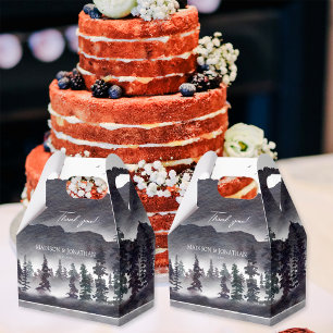 Elegant Black and White Mountains Forest Wedding Favour Box