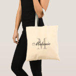 Elegant black and white name monogram tote bag<br><div class="desc">Elegant black and white name monogram Tote Bag. Bags are a lovely gift for your Bridal party or shower.Cute personalised gift idea for bride, flower girls, maid of honour and bridesmaids at wedding party. Also perfect for bridal shower or bachelorette party. Elegant logo design with beautiful monogrammed letter initials. Classy...</div>