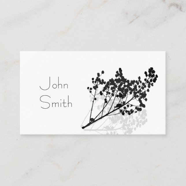 elegant black and white nature art custom business card (Front)