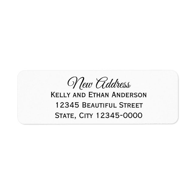 Elegant Black and White New Address Return Address Label (Front)