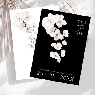 Elegant Black and White Orchid Wedding Save The Date