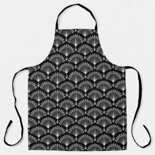 Elegant black and white ornament in art Deco style Apron