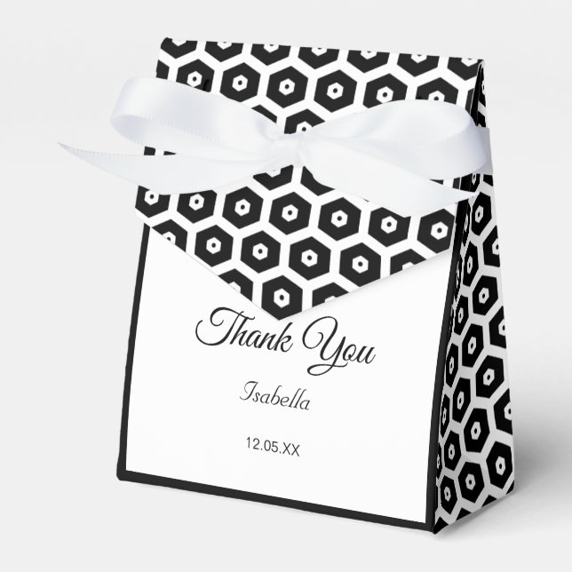 Elegant Black and White Party Favour Box (Front Side)
