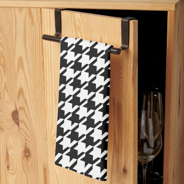Elegant Black and White Pattern Kitchen Towels (Thirds Fold)