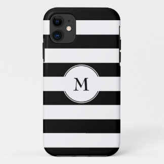 Elegant Black And White Pattern Monogram iPhone 11 Case