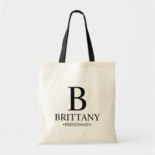 Elegant Black and White Personalised Bridesmaid To Tote Bag