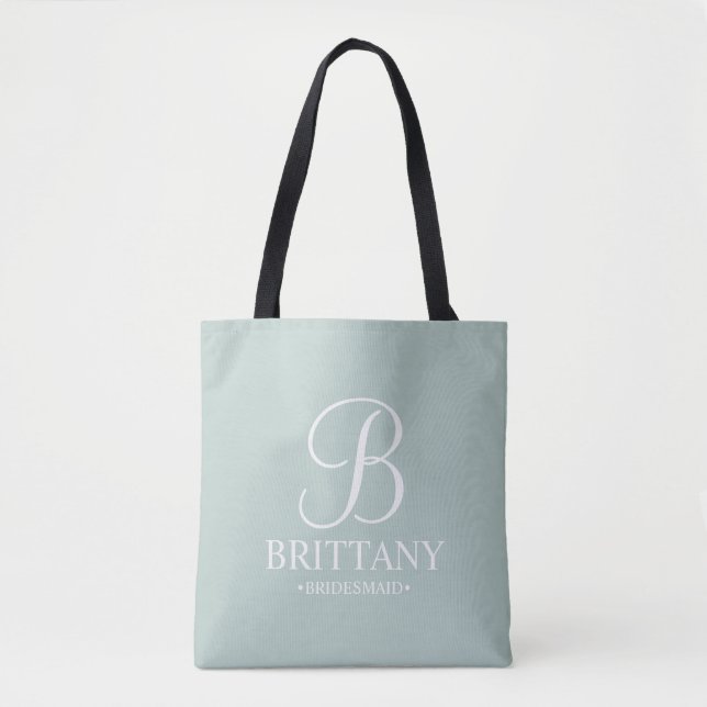 Elegant Black and White Personalised Bridesmaid Tote Bag (Front)