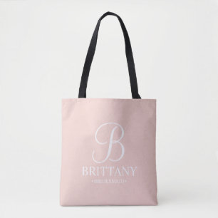 Elegant Black and White Personalised Bridesmaid Tote Bag