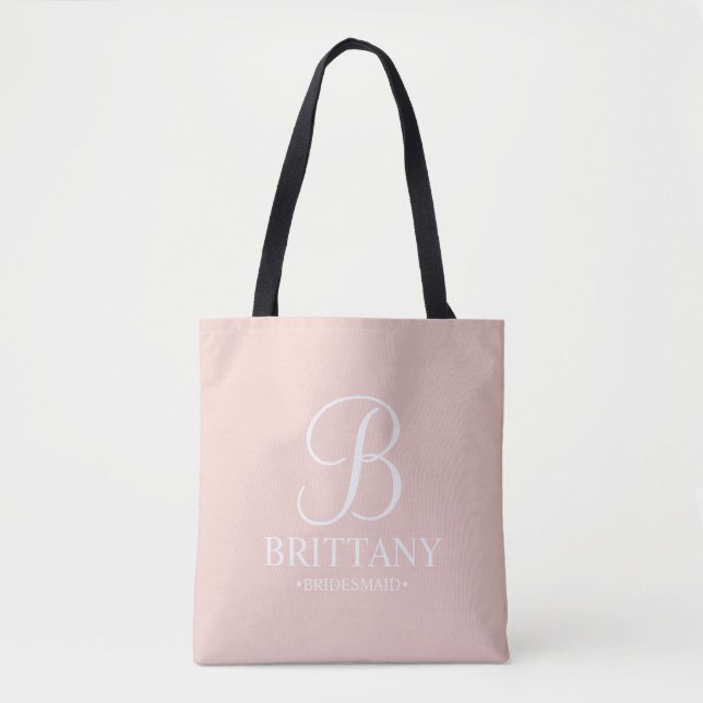 Elegant Black and White Personalised Bridesmaid Tote Bag (Front)
