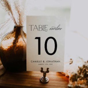 Elegant Black and White Personalised Wedding Table Number