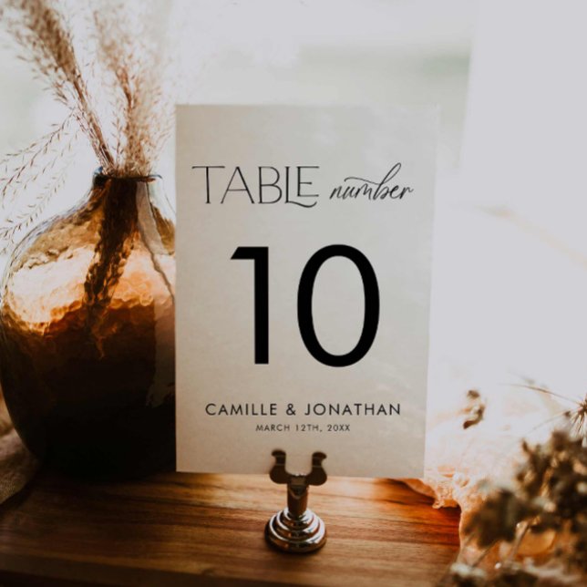 Elegant Black and White Personalised Wedding Table Number (Elegant Simple Wedding Table Number)