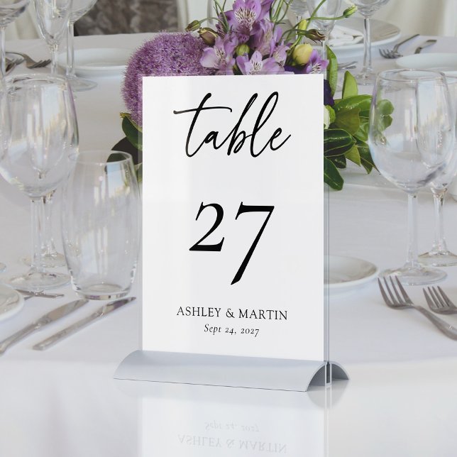 Elegant Black and White Personalised Wedding Table Number (Elegant Black and White Personalized Wedding Table Number)
