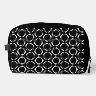 Elegant Black and White Petal Mandala Pattern Dopp Kit