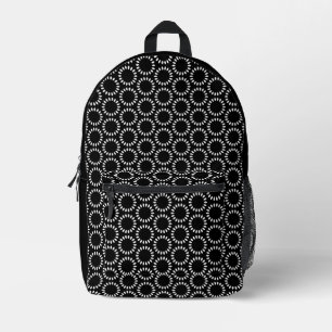 Elegant Black and White Petal Mandala Pattern Printed Backpack