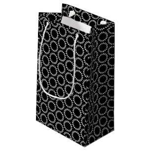 Elegant Black and White Petal Mandala Pattern Small Gift Bag