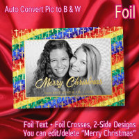 Elegant Black and White Photo Gay Pride Gold Cross