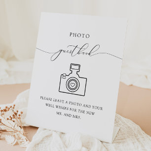 Elegant Black and White Photo Guest Book Pedestal Sign