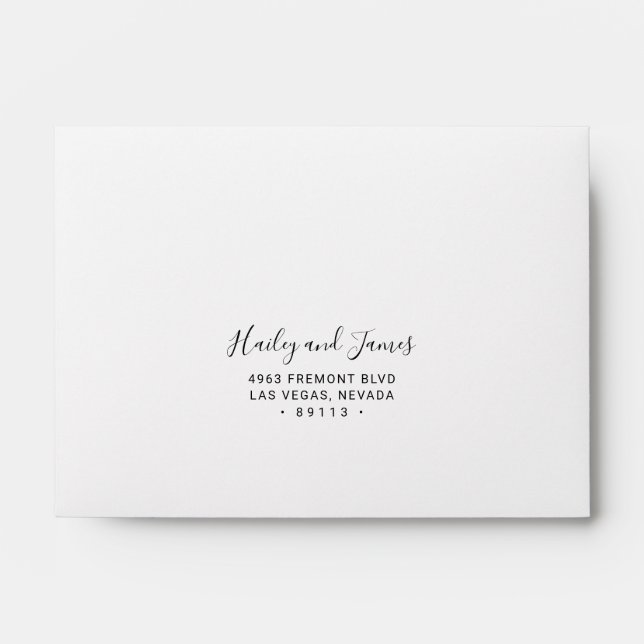 Elegant Black and White Photo Modern RSVP Wedding Envelope (Front)