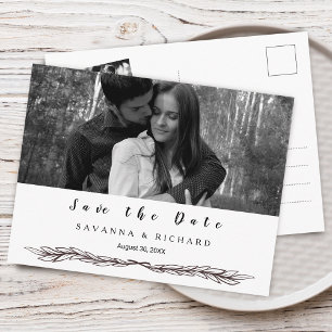 Elegant Black and White Photo Save the Date Announcement Postcard