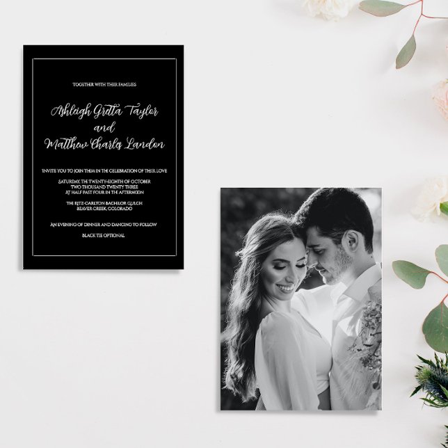 Elegant Black and White Photo Wedding Invitation (Creator Uploaded)
