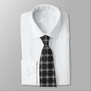 Elegant Black and White Plaid Tie