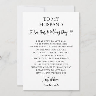 Elegant Black and White Poem Card for My Groom
