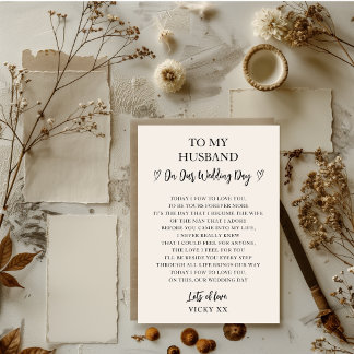 Elegant Black and White Poem Card for My Groom