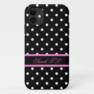 Elegant black and white polka dots iPhone 11 case