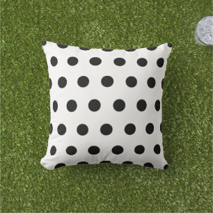 Elegant Black And White Polka Dots Pattern Cushion