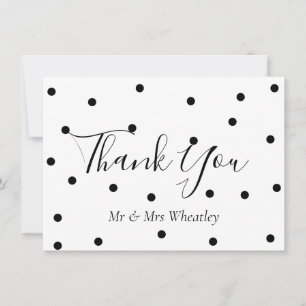 Elegant Black and White Polka Dots Thank You
