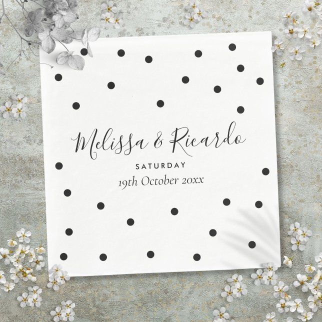 Elegant Black and White Polka Dots Wedding Napkin (Elegant Black and White Polka Dots Wedding Napkins)