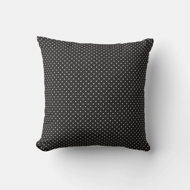 Elegant black and white polka pin dot dots pattern cushion (Front)