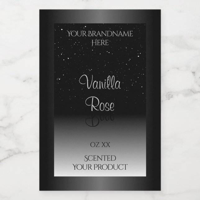 Elegant Black and White Product Label Soft Glitter (Single Label)