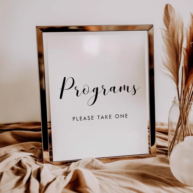 Elegant black and white Programs wedding sign (Creator Uploaded)