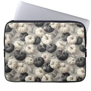 Elegant Black and White Pumpkins Laptop Sleeve