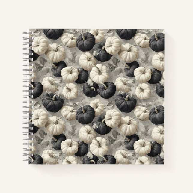 Elegant Black and White Pumpkins Notebook (Front)