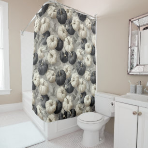 Elegant Black and White Pumpkins Shower Curtain