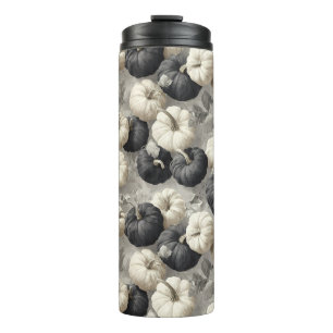 Elegant Black and White Pumpkins Thermal Tumbler