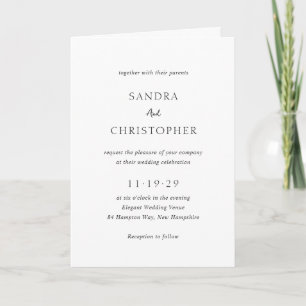 Elegant Black and White QR Code Modern Wedding Invitation
