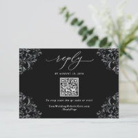 Elegant Black and White QR Code Vintage Wedding