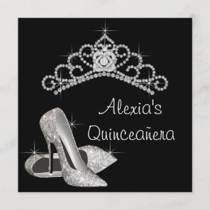 Elegant Black and White Quinceanera Invitation
