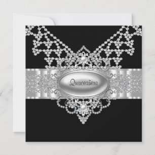 Elegant Black and White Quinceanera Invitations