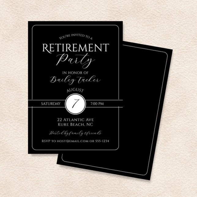 Elegant Black and White Retirement Party Invitation (Creator Uploaded)