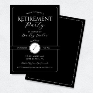 Elegant Black and White Retirement Party Invitation